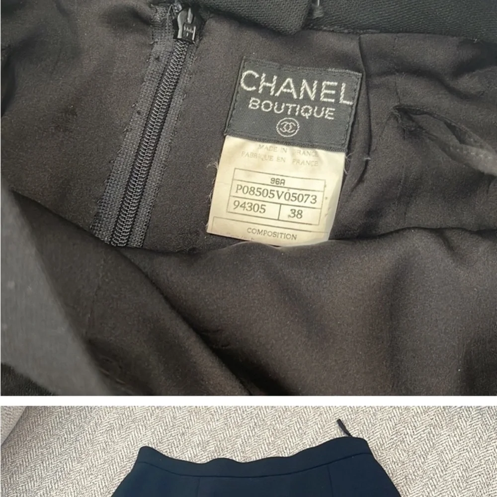 Chanel Black Wool and Silk Pencil Skirt Size 38